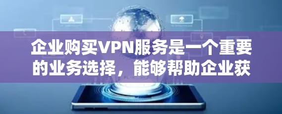 企业购买VPN服务是一个重要的业务选择，能够帮助企业获取更安全、更高效的网络服务。以下是一些具体的方式和步骤供企业参考