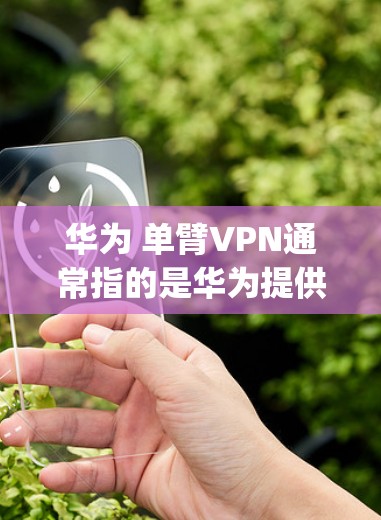 华为 单臂VPN通常指的是华为提供的单臂（Type 1）VPN协议。华为在网络安全领域有丰富的经验，其单臂VPN是一种专为单臂设备设计的VPN解决方案，旨在保护个人电脑等设备的安全