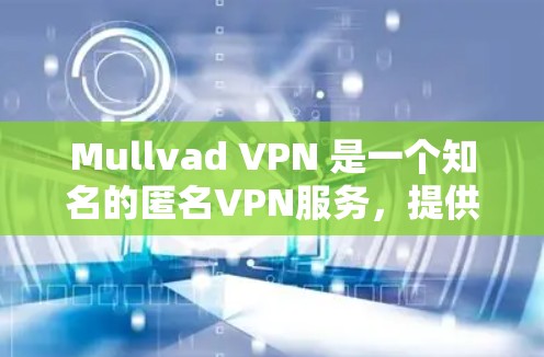 Mullvad VPN 是一个知名的匿名VPN服务，提供安全的VPN体验。如果您想使用Mullvad VPN，可以在官网访问，并下载相应的软件。以下是获取Mullvad VPN 的步骤