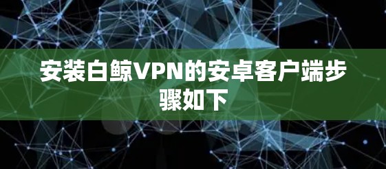 安装白鲸VPN的安卓客户端步骤如下