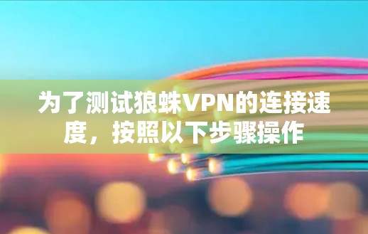 为了测试狼蛛VPN的连接速度，按照以下步骤操作