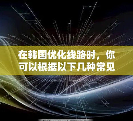 在韩国优化线路时，你可以根据以下几种常见的优化方案来调整和优化网络连接