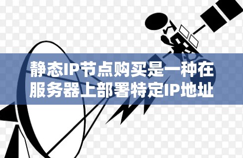 静态IP节点购买是一种在服务器上部署特定IP地址的策略，用于管理服务器上的功能区和资源。以下是关于静态IP节点购买的详细分析